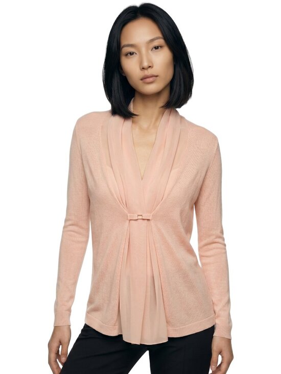 Zara Sweaters - *NWOT Zara Rayon Knit Chiffon Shawl Collar Cardigan Soft Ballet Pink Medium